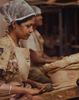 Hand rolling the incense