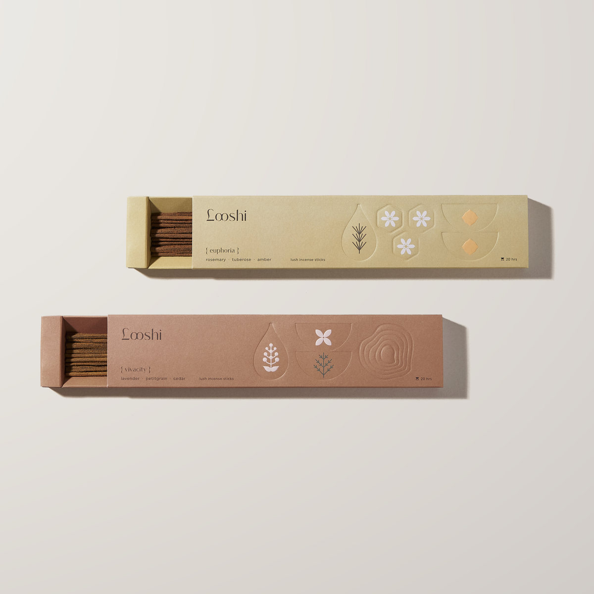 The Bloom Edit: Euphoria and Vivacity incense boxes