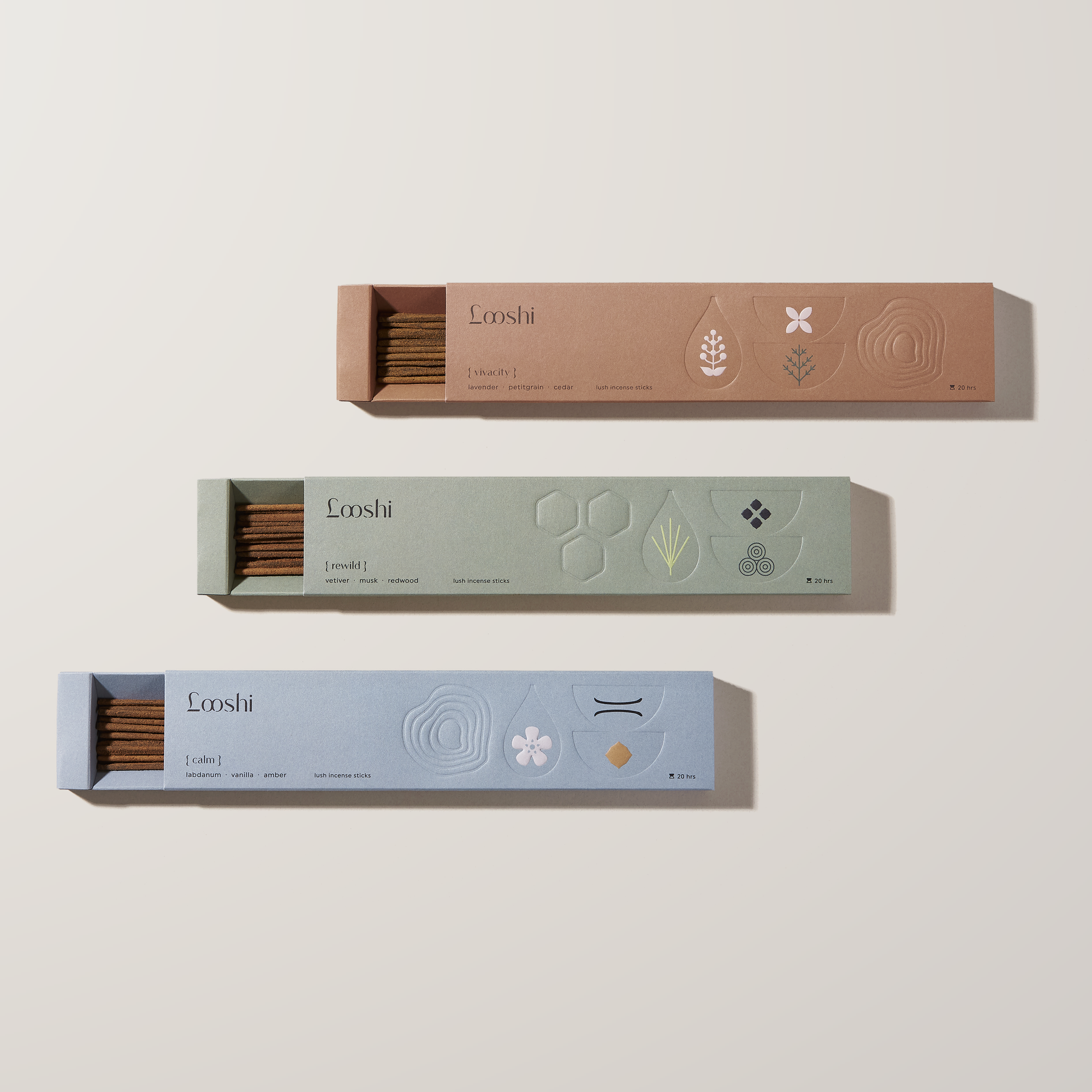 The Forest Edit: Vivacity, Rewild and Calm incense boxes